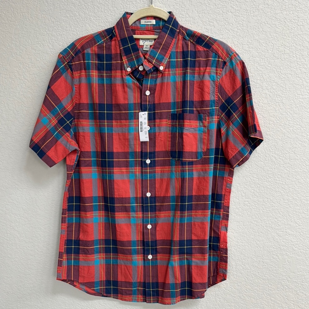 J. Crew Red and Blue Checkered Casual Shirt
